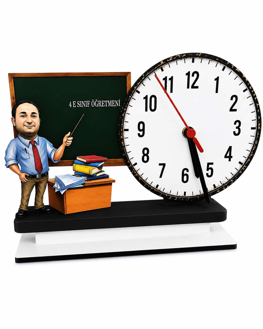 Kişiye özel erkek  öğretmen Ahşap Biblo Masa Saati
